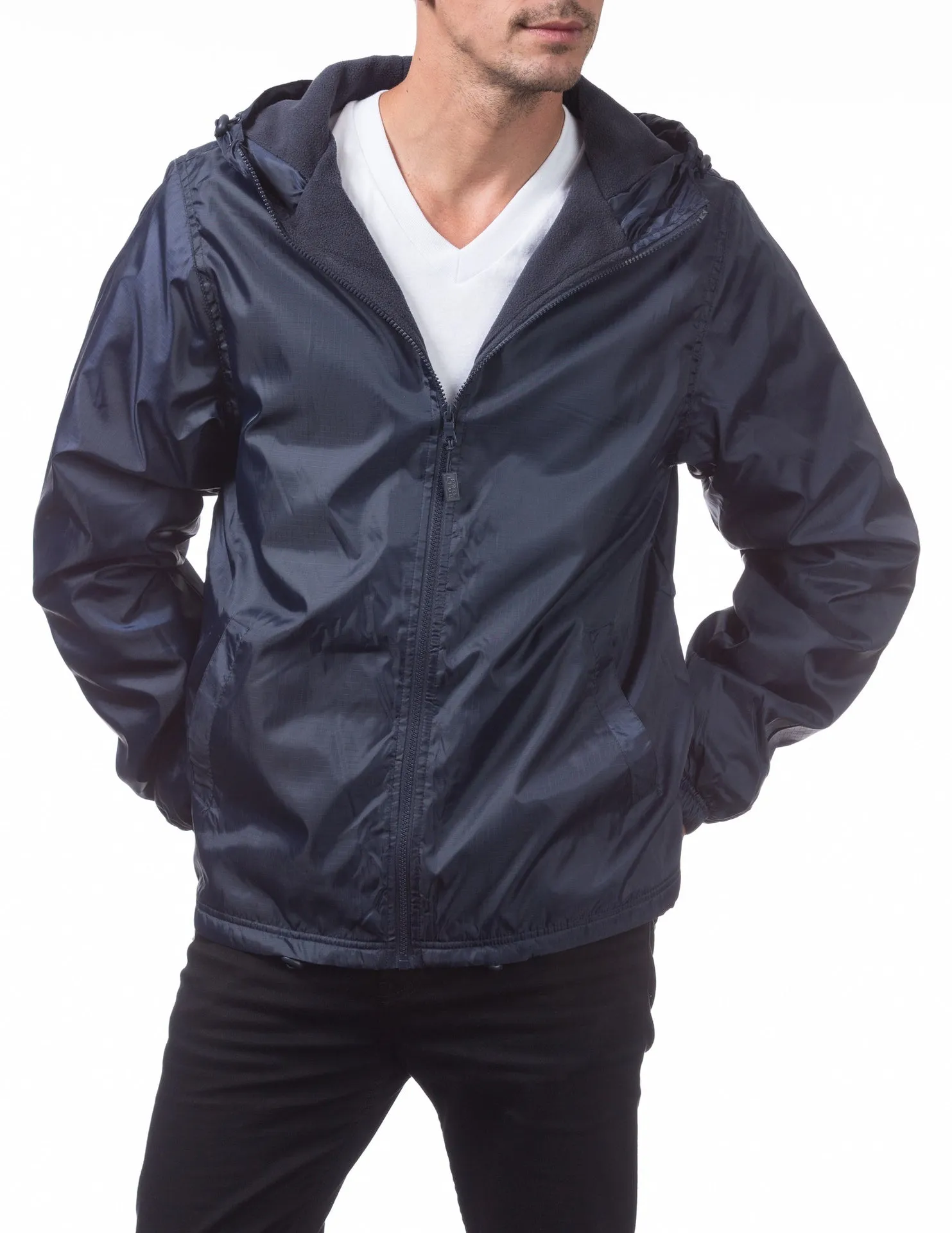 Pro Club Fleece Lined Windbreaker Jacket - NAVY