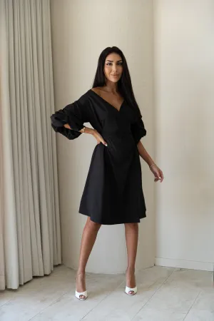 Puff Sleeve Wrap Dress