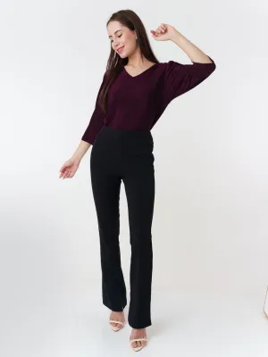 Purple Solid Puff Sleeve Top