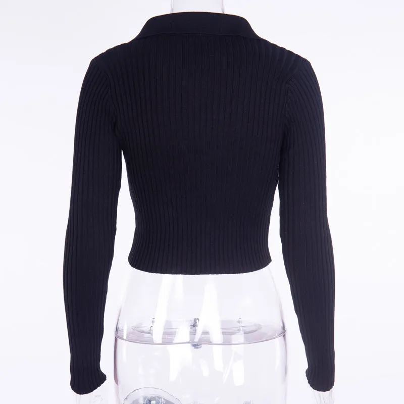 "BLACK/WHITE/BLUE ZIP" KNIT SWEATER K112013