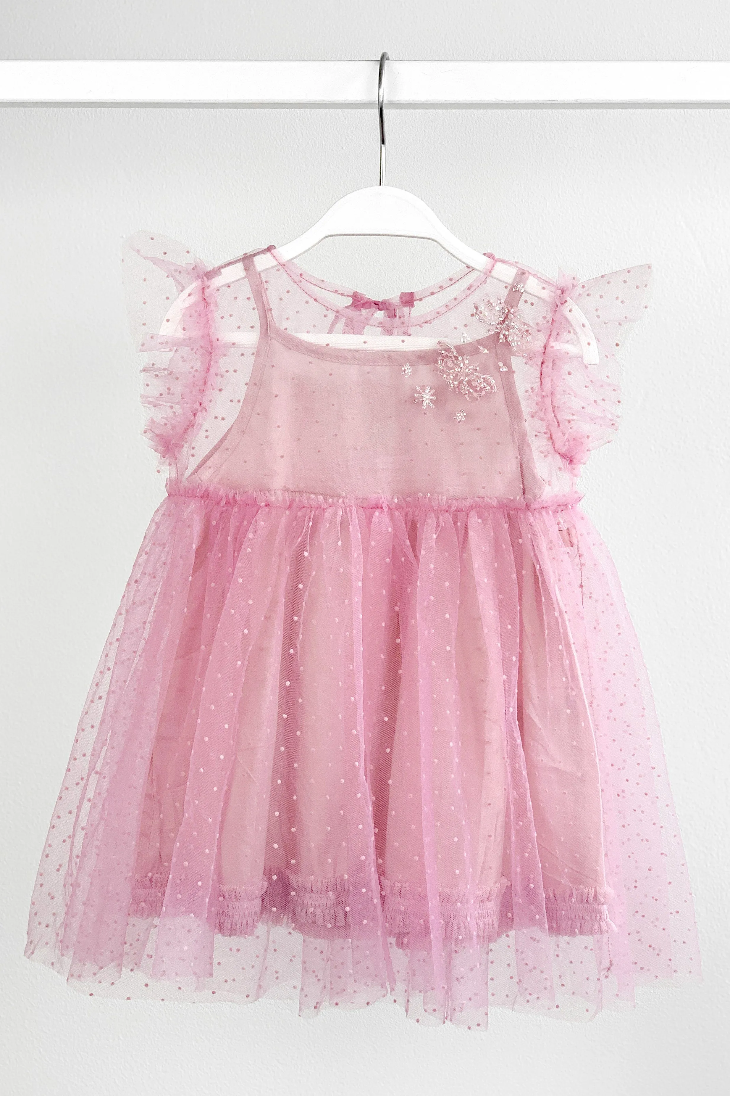 "Dixie" Raspberry Plumeti Dot Dress