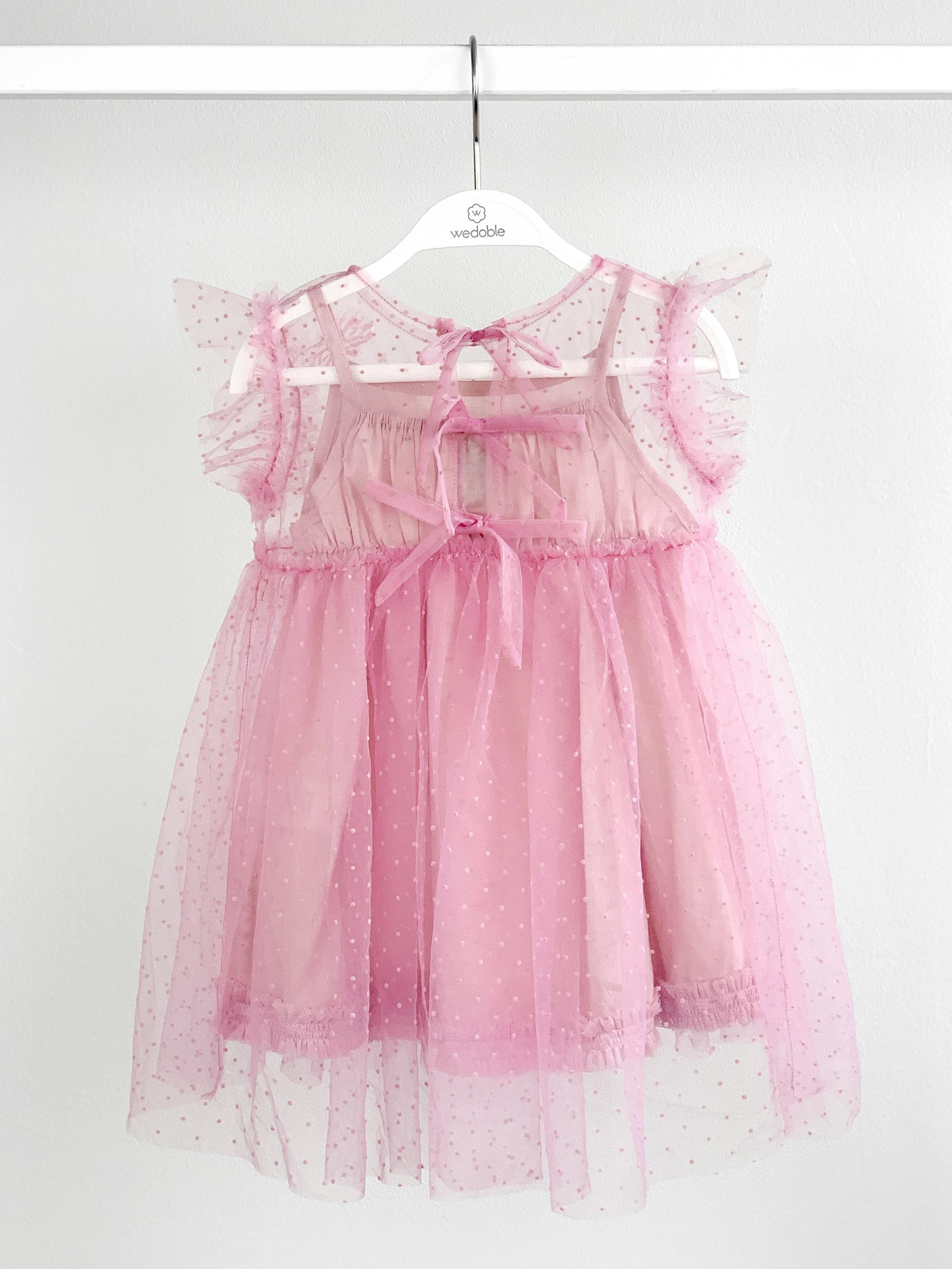 "Dixie" Raspberry Plumeti Dot Dress