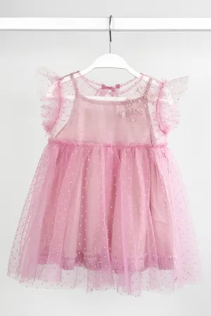 "Dixie" Raspberry Plumeti Dot Dress