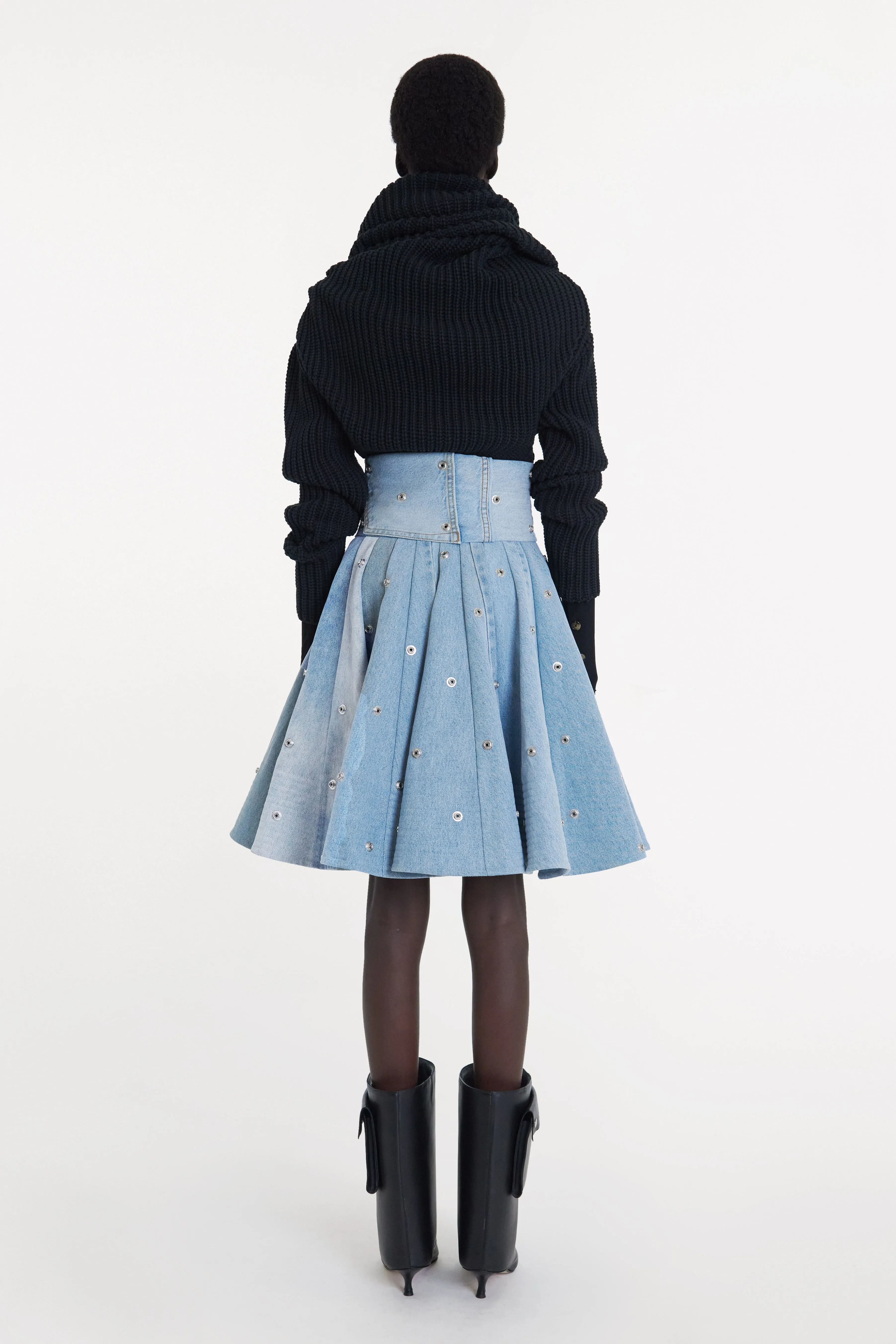 Recycled Denim Skirt With Snaps Blue