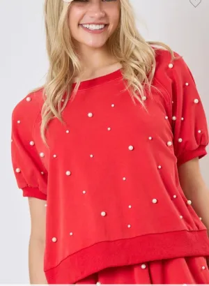 Red Pearl Terry Top