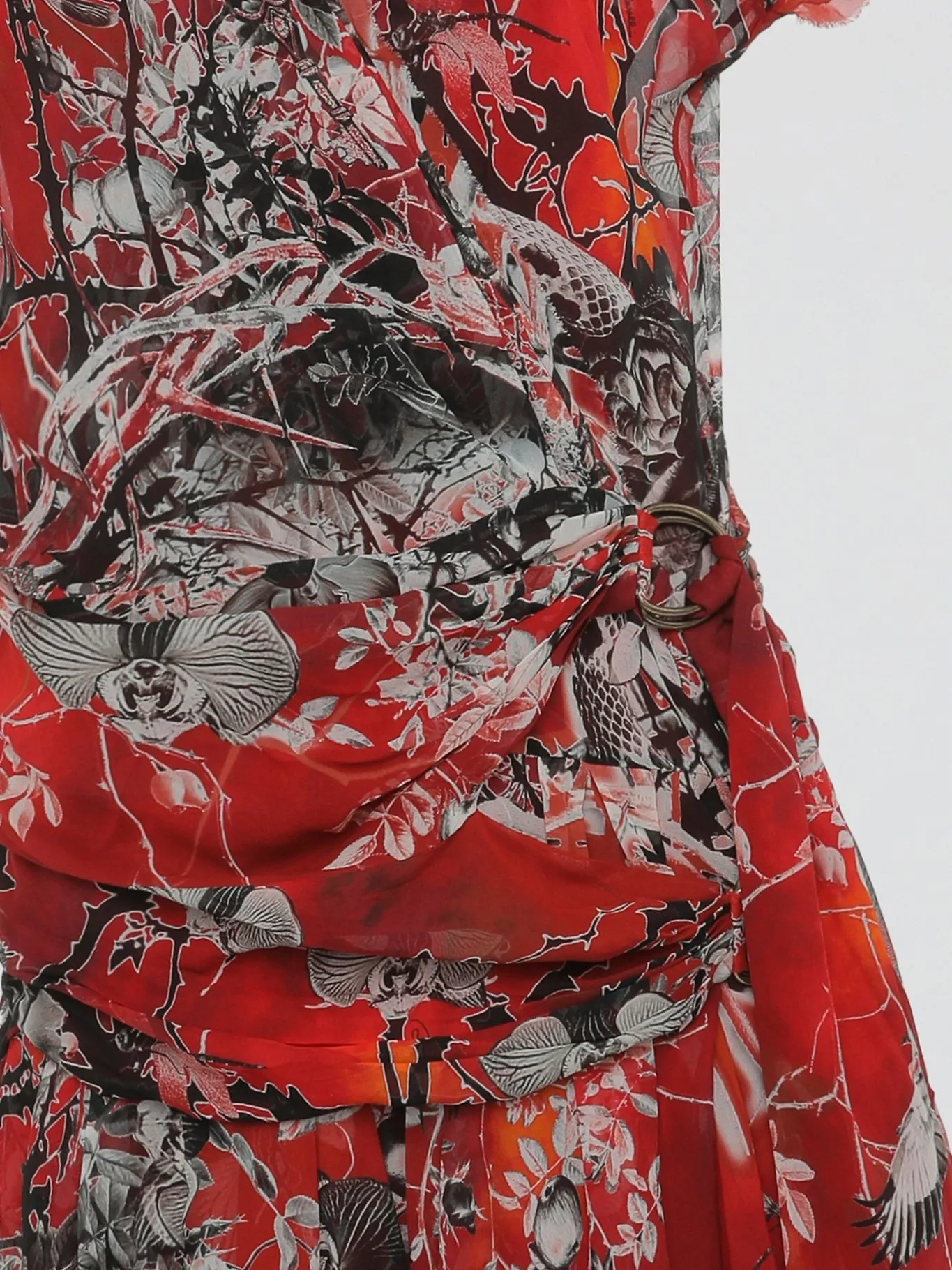 Red Printed Wrap Dress