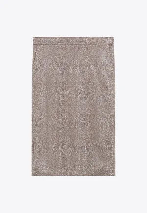 Rhinestone Embellished Midi Skirt