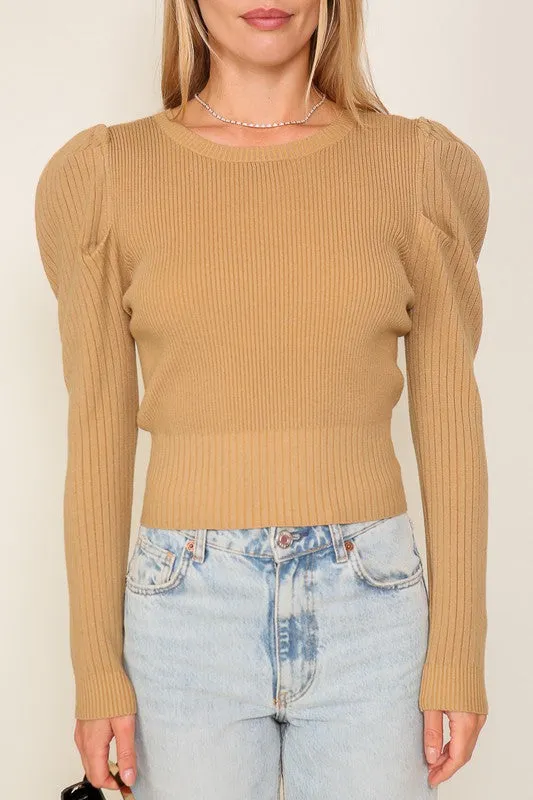 Rosi Ribbed Puff Sleeve Knit Top