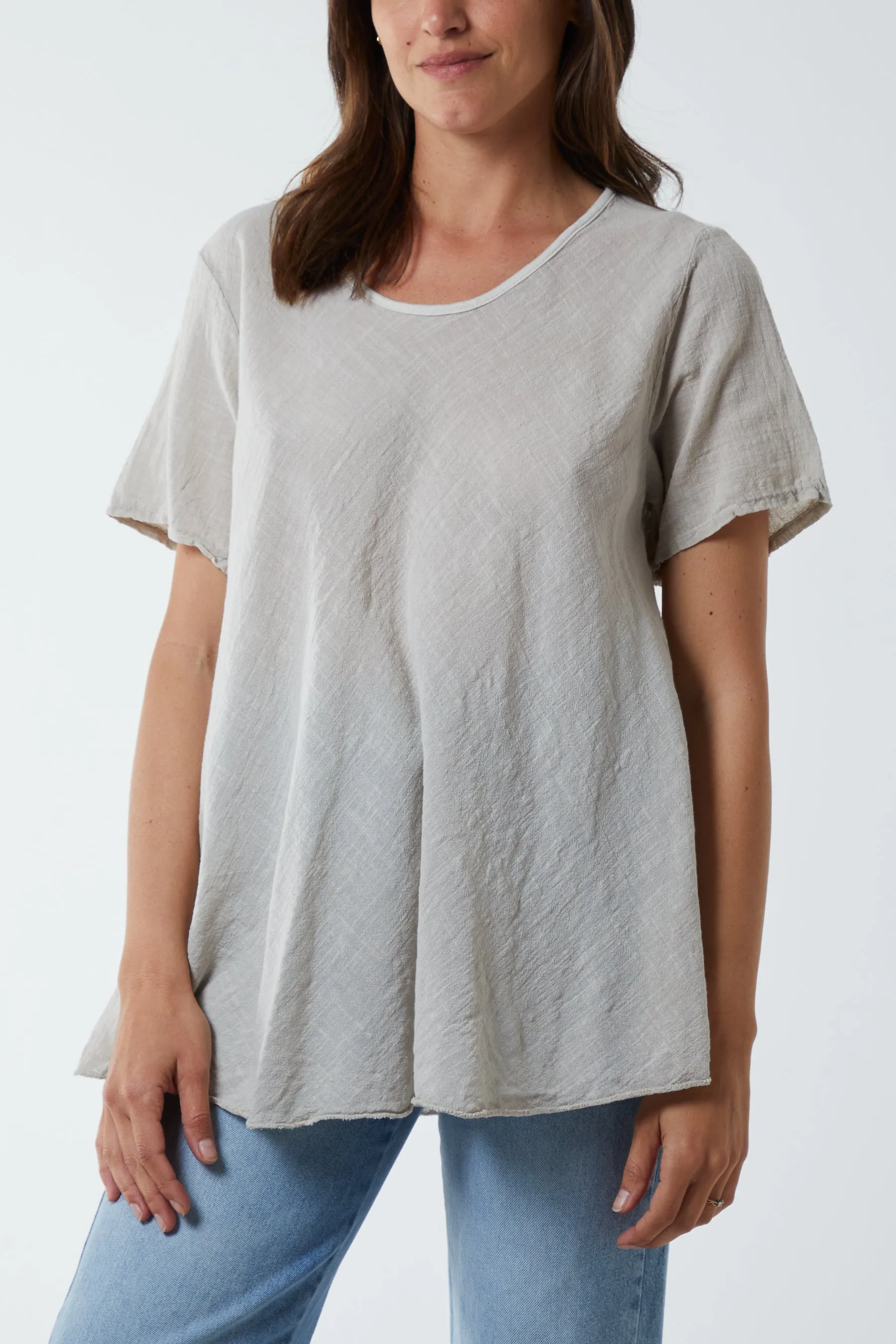 Round Neck Short Sleeve Cotton T-Shirt