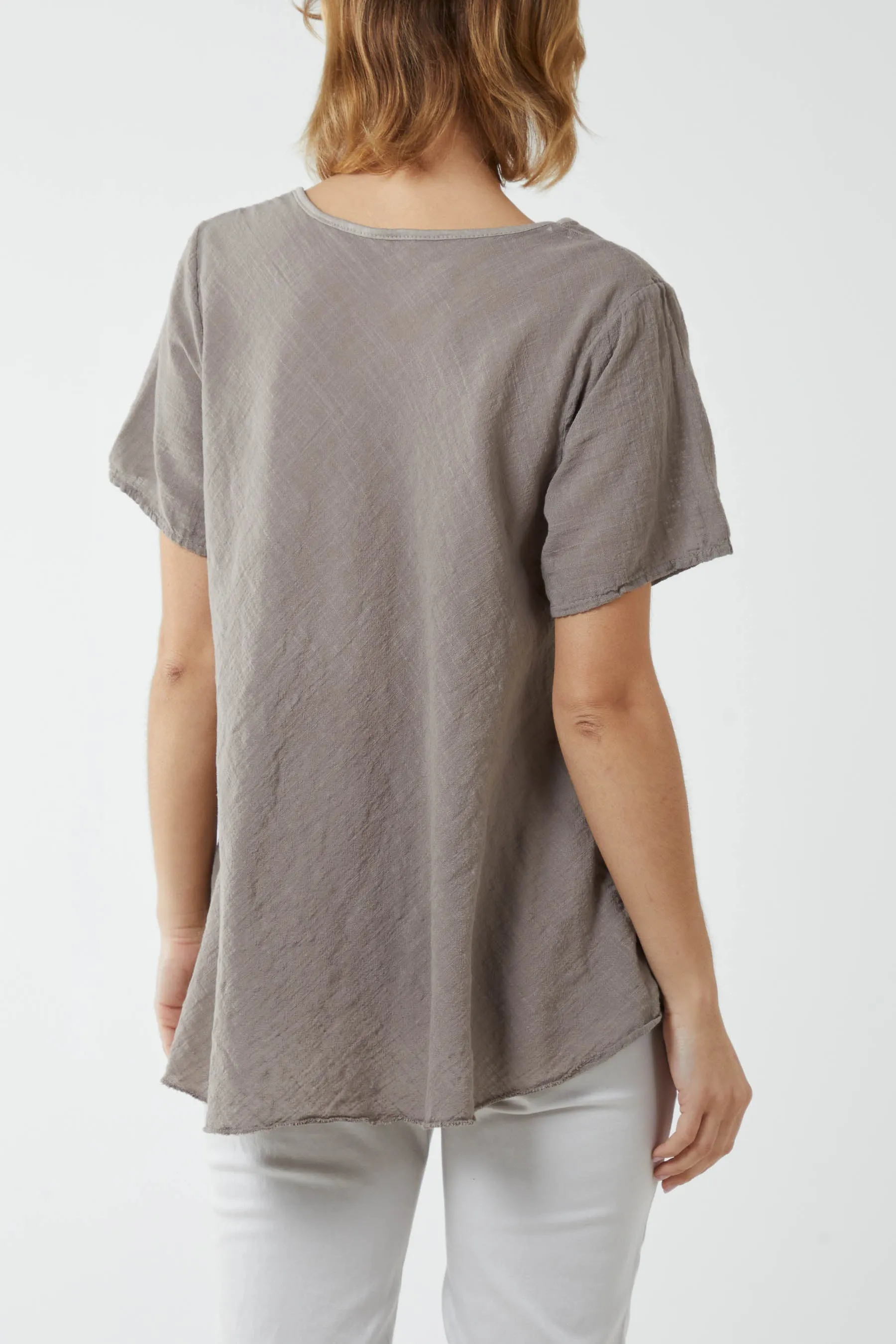 Round Neck Short Sleeve Cotton T-Shirt