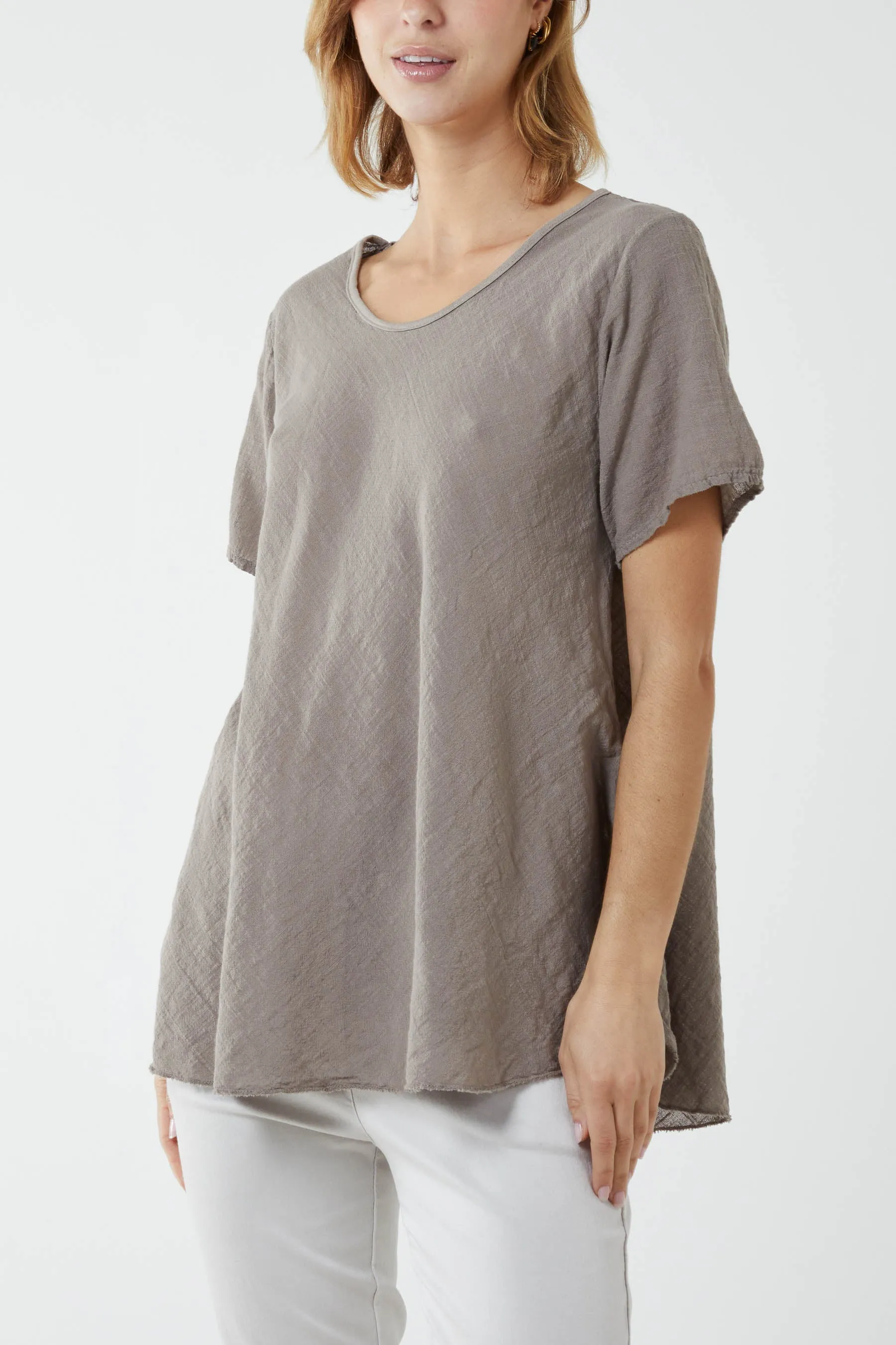 Round Neck Short Sleeve Cotton T-Shirt