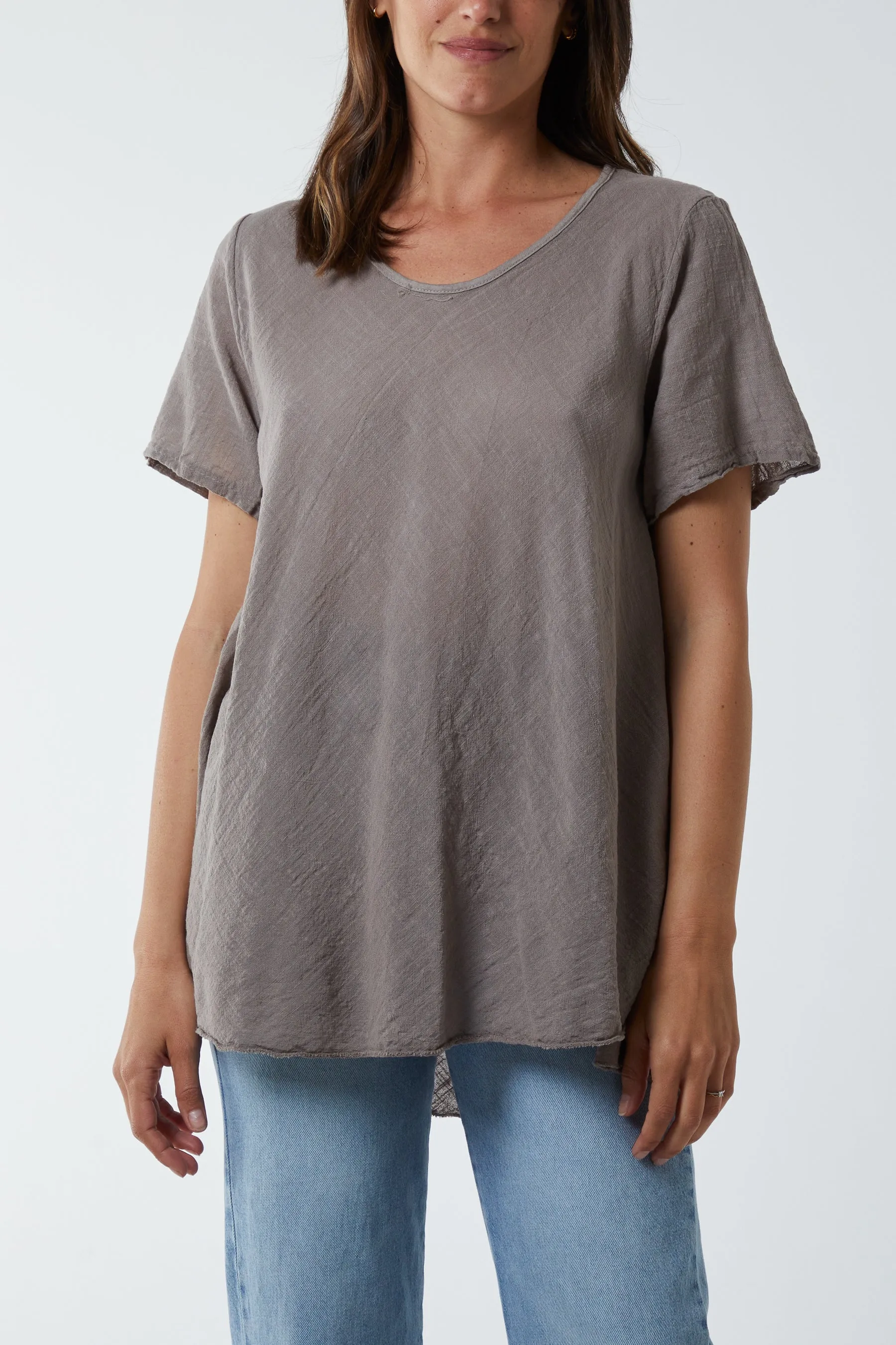 Round Neck Short Sleeve Cotton T-Shirt