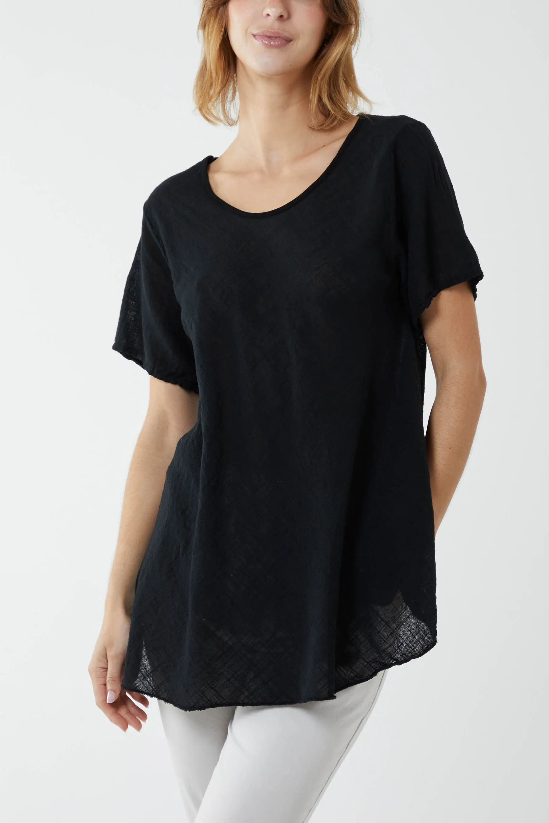 Round Neck Short Sleeve Cotton T-Shirt