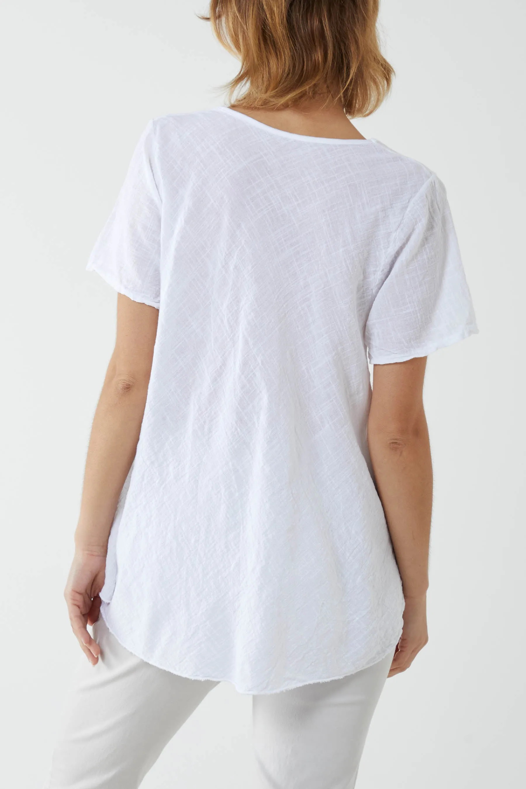 Round Neck Short Sleeve Cotton T-Shirt