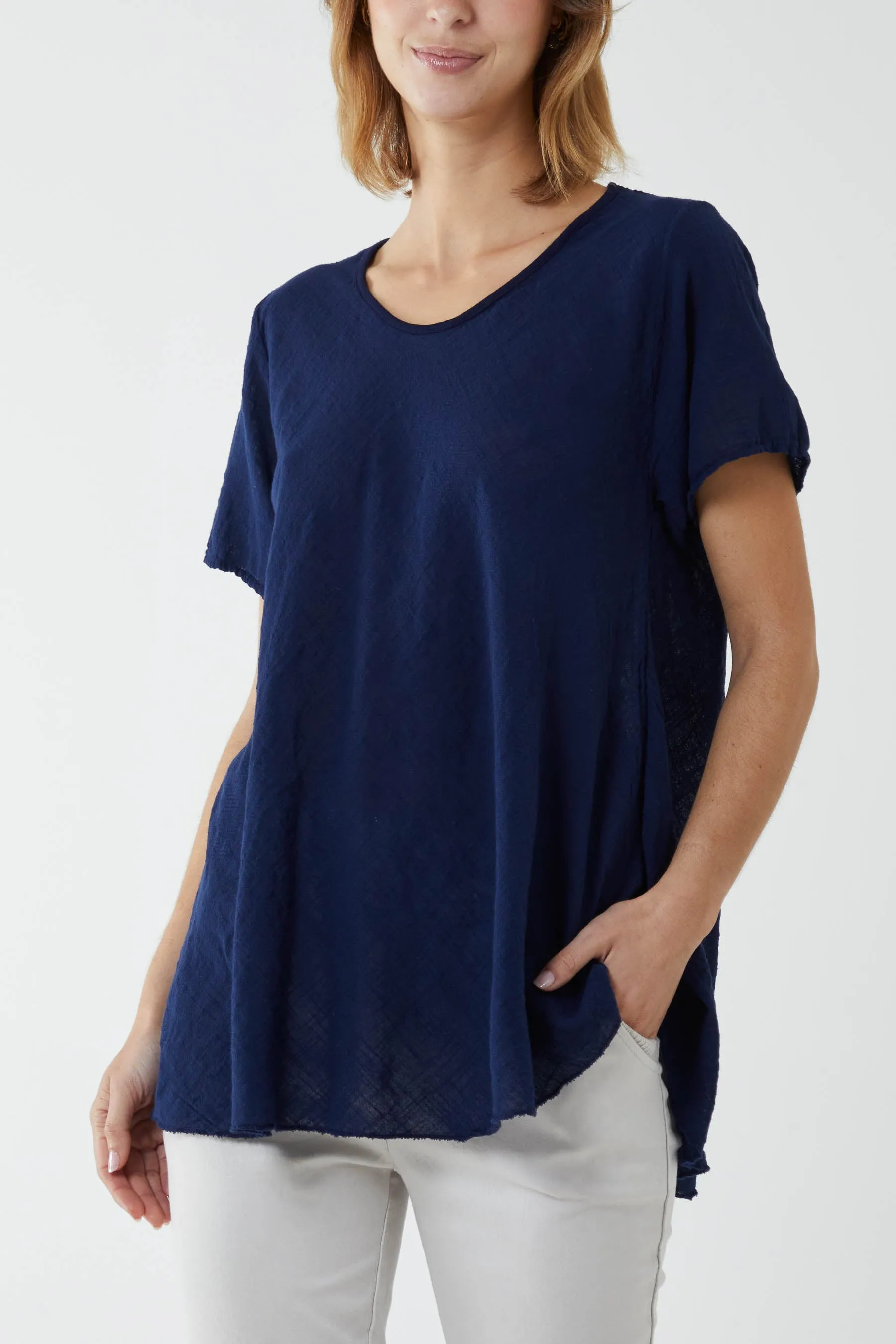 Round Neck Short Sleeve Cotton T-Shirt