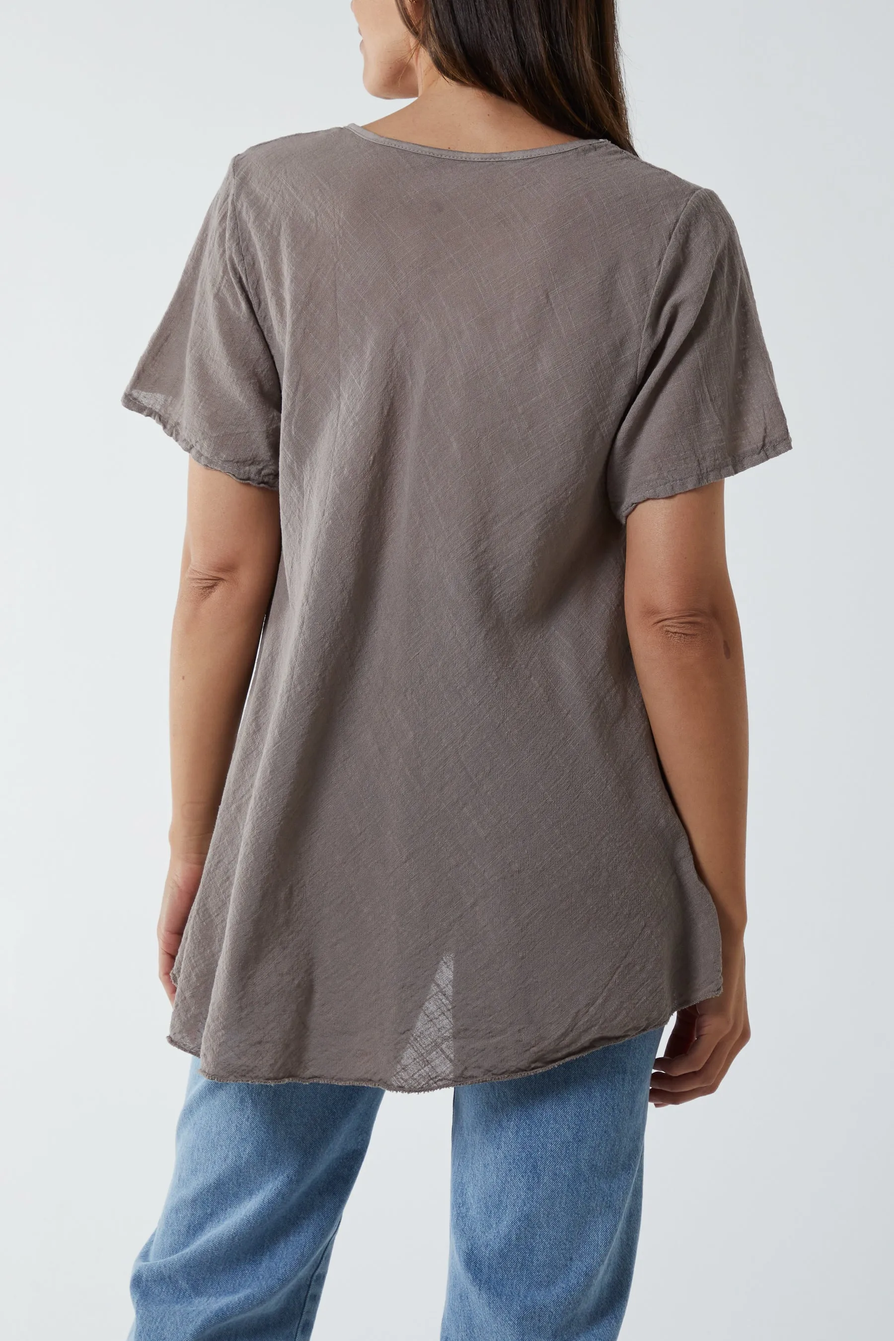 Round Neck Short Sleeve Cotton T-Shirt