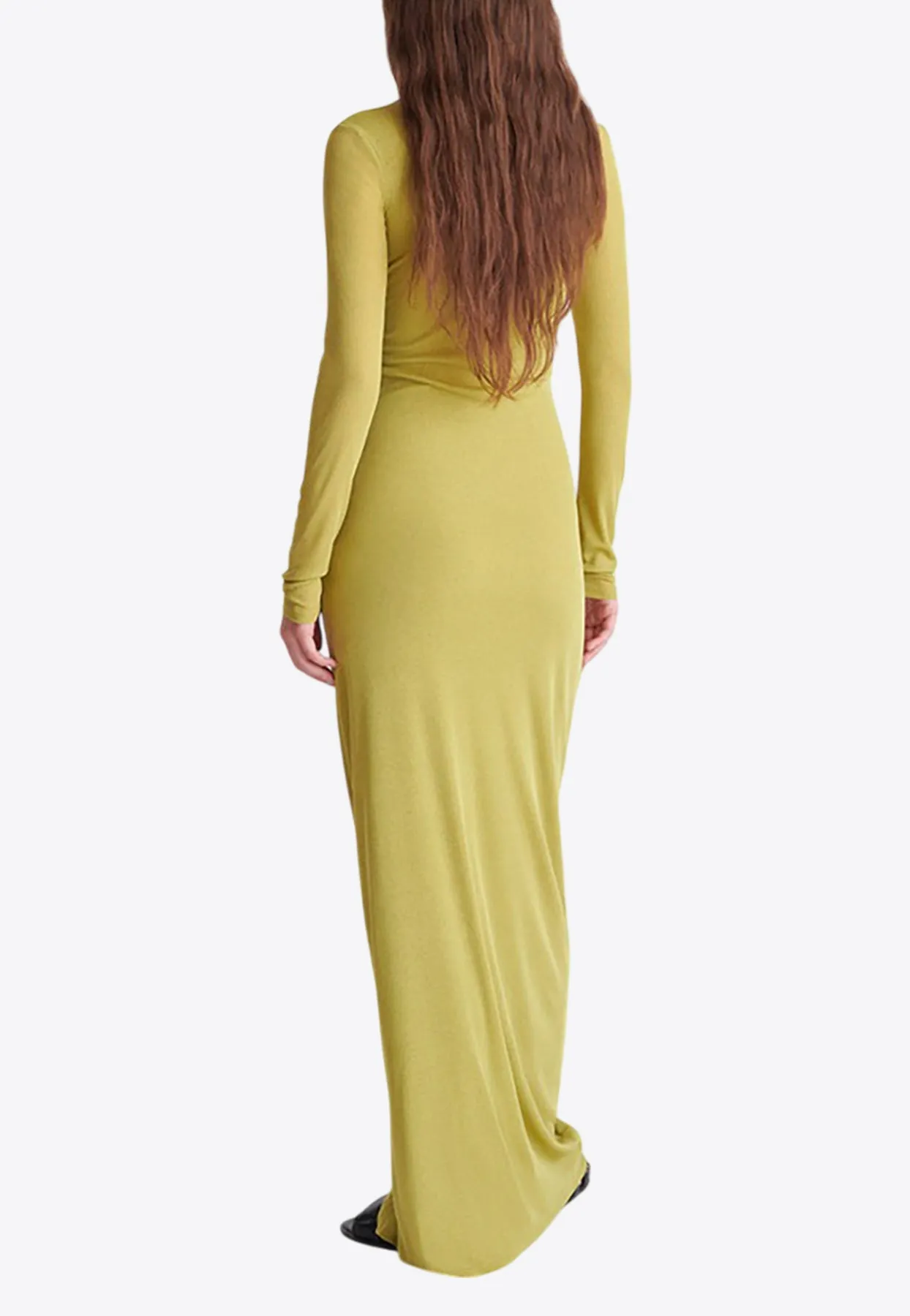 Rozal Draped Long-Sleeved Maxi Dress