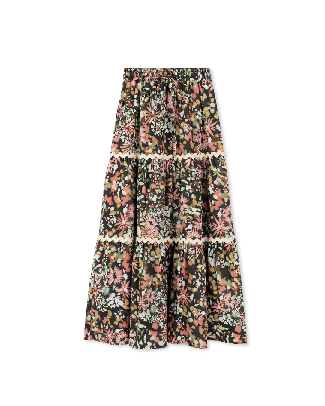 Scalloped Tiered Maxi Skirt