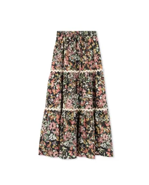 Scalloped Tiered Maxi Skirt