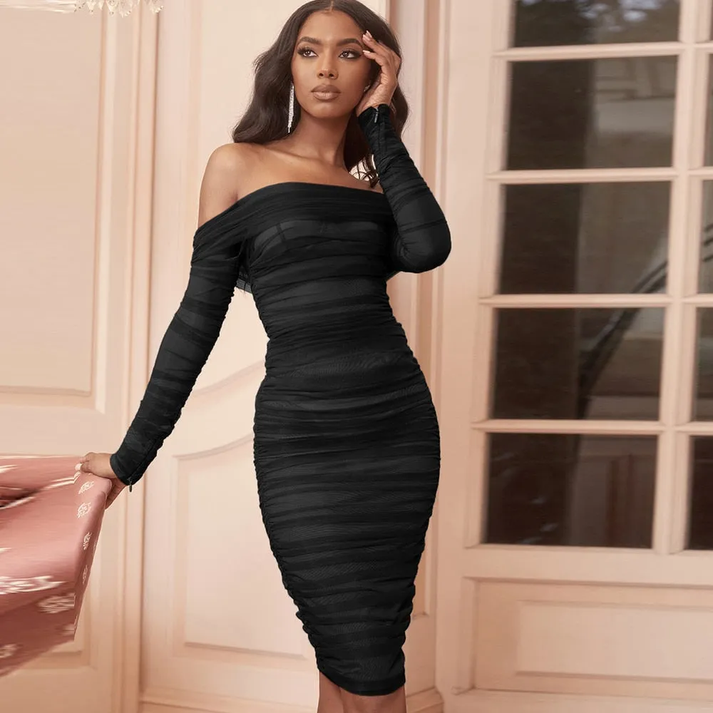 Sexy Sheer Ruched Dress