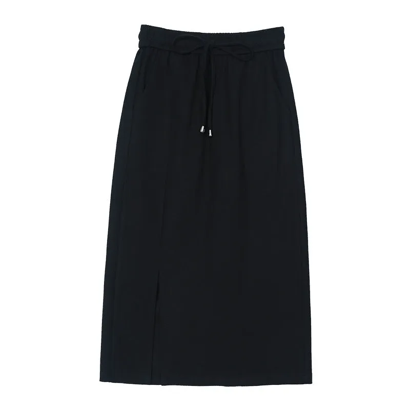 Slim High Waist Half Skirt with Slit