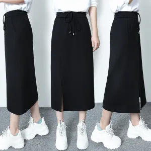 Slim High Waist Half Skirt with Slit