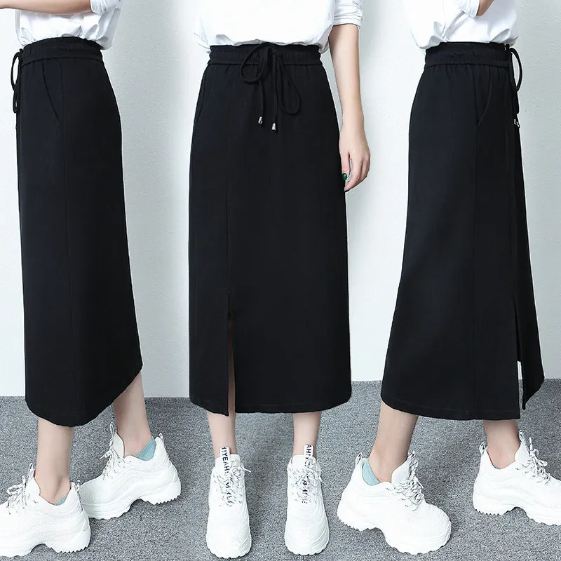 Slim High Waist Half Skirt with Slit
