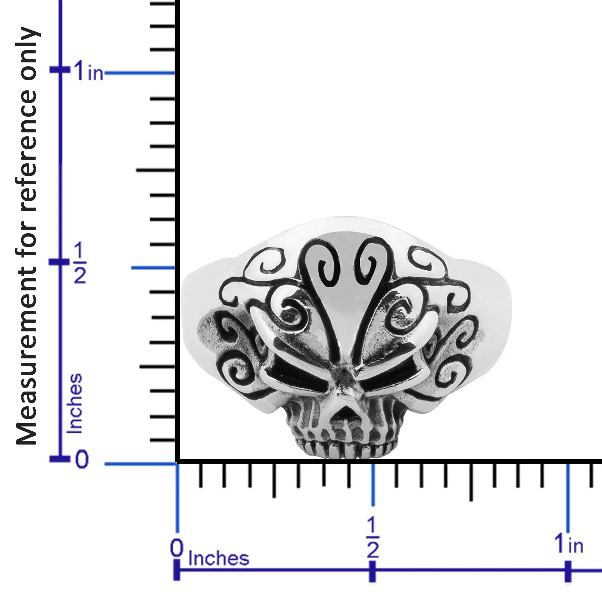 Small Floral Skull Design Sterling Silver Biker's Ring