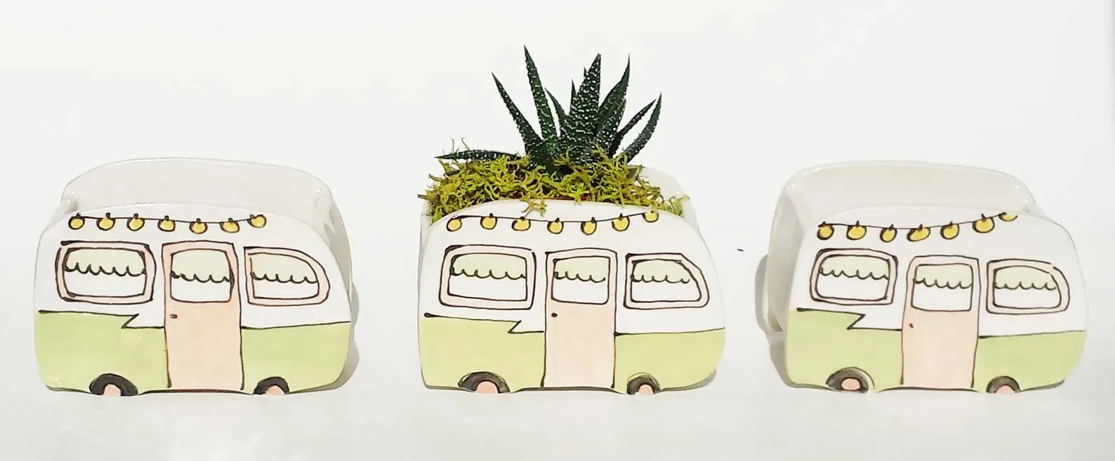 Small Vintage Green Boler Planter