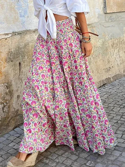 Sofie - Zomerse Lange Rok met Elastische Tailleband