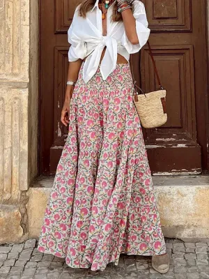 Sofie - Zomerse Lange Rok met Elastische Tailleband