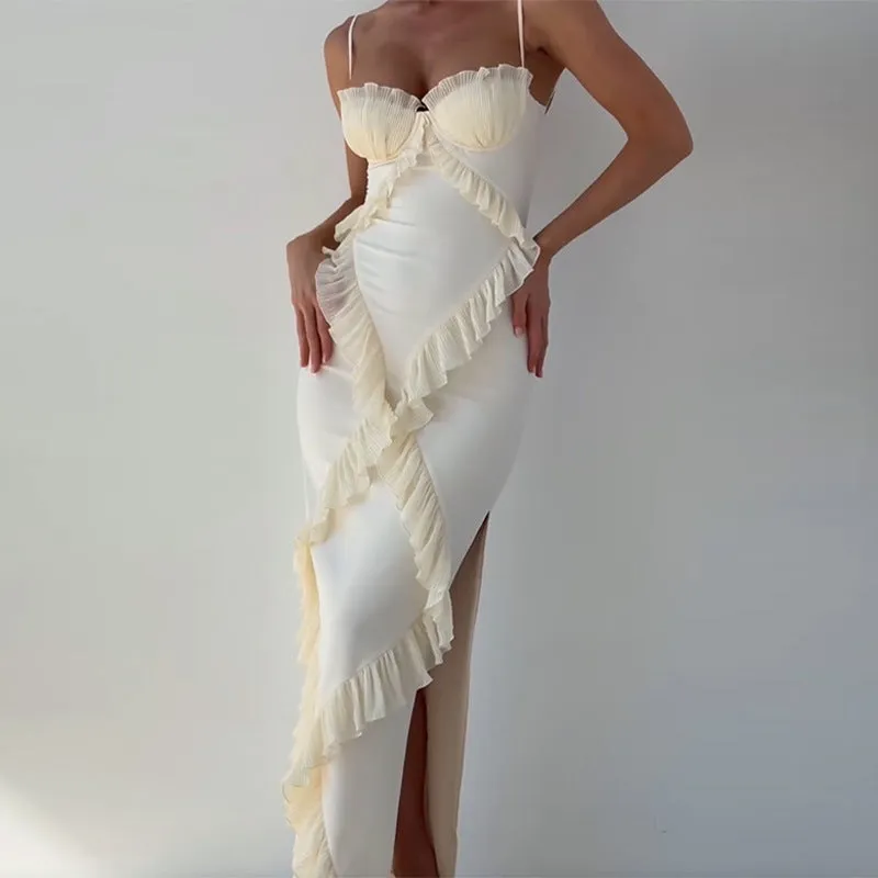Spaghetti Strap Patchwork Lace Dress