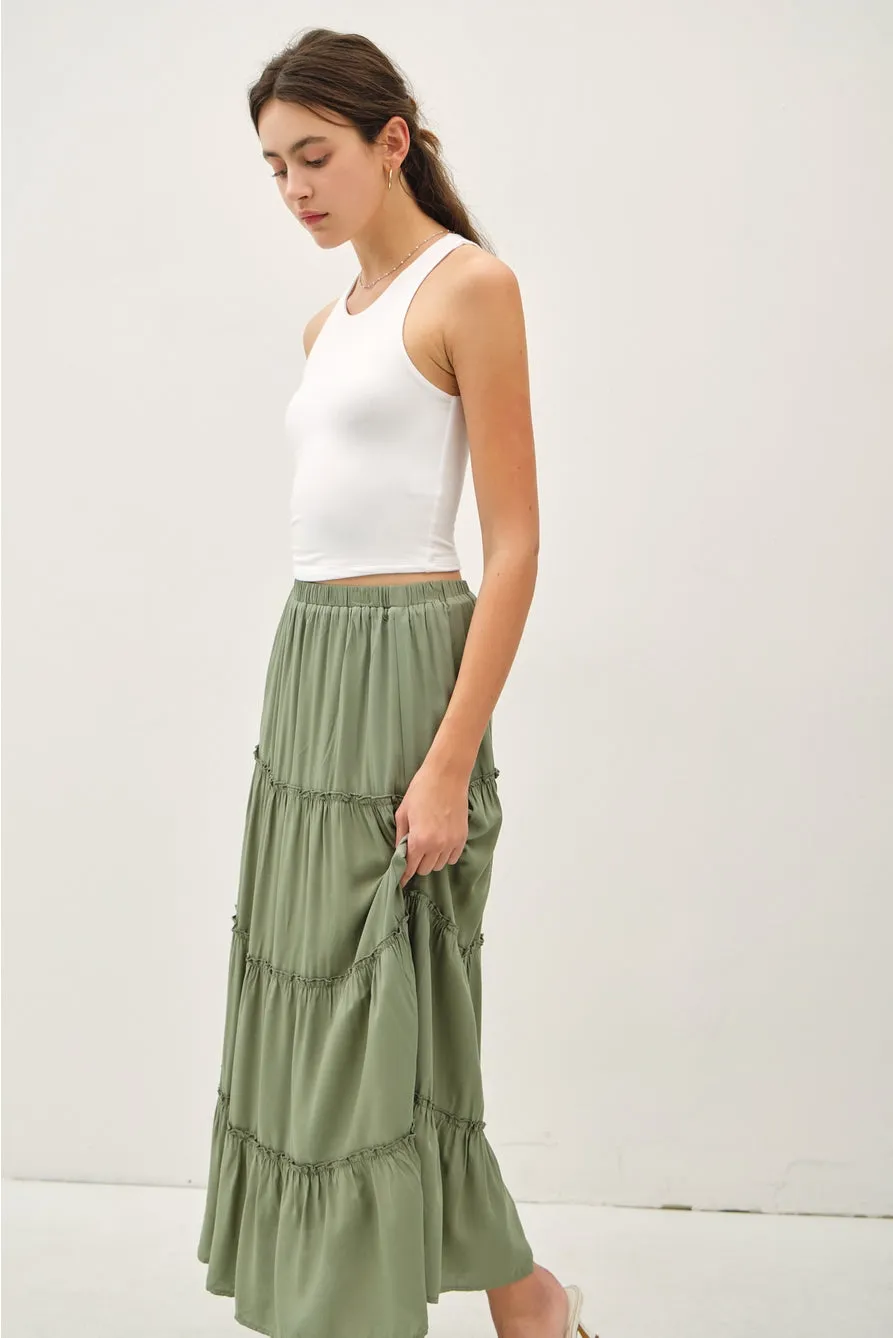 Spruce Tiered Maxi Skirt