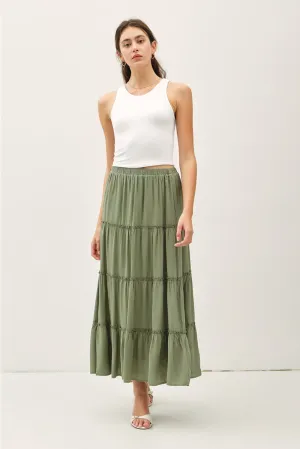 Spruce Tiered Maxi Skirt