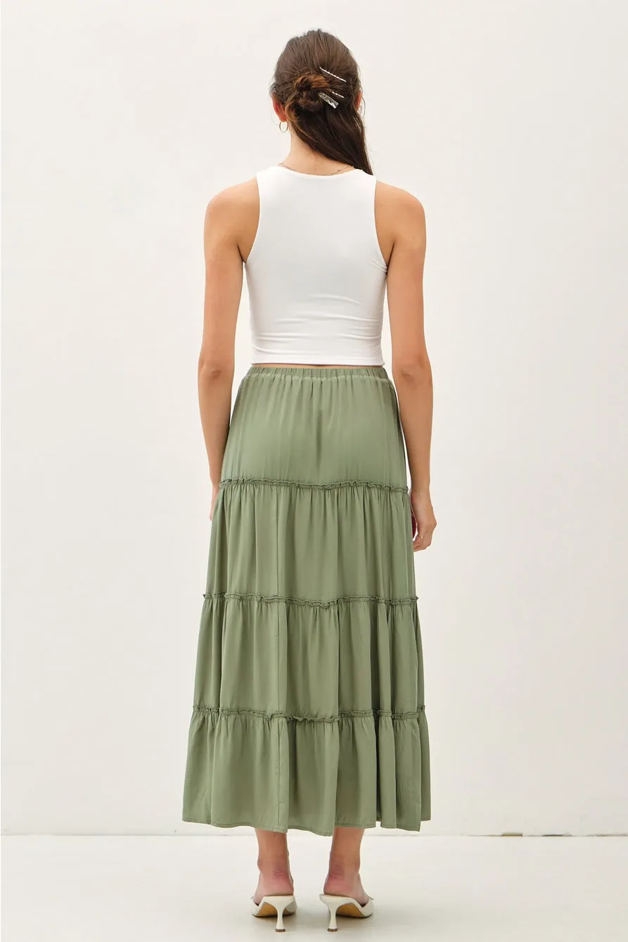 Spruce Tiered Maxi Skirt