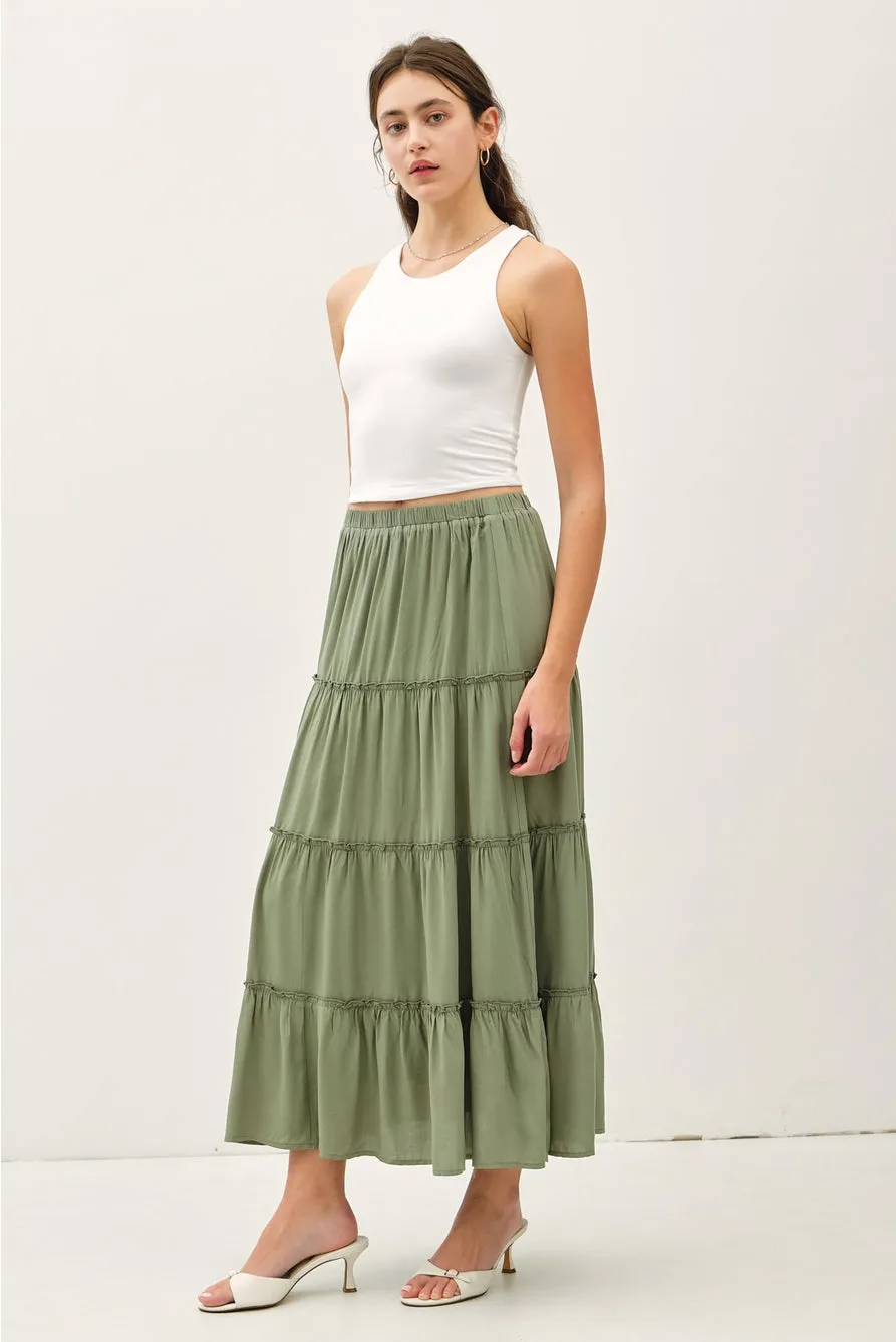 Spruce Tiered Maxi Skirt
