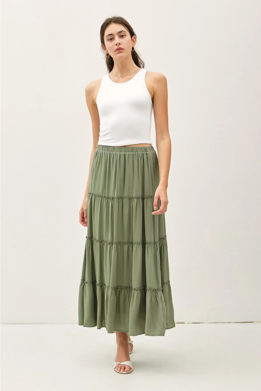 Spruce Tiered Maxi Skirt