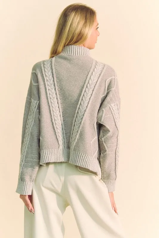 Stella Davi & Dani Cable-Knit Turtleneck Dropped Shoulder Sweater | Poundton