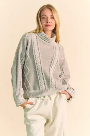 Stella Davi & Dani Cable-Knit Turtleneck Dropped Shoulder Sweater | Poundton