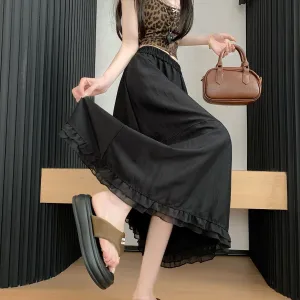 Stylish Solid Patchwork High Waisted Maxi Skirt for Women