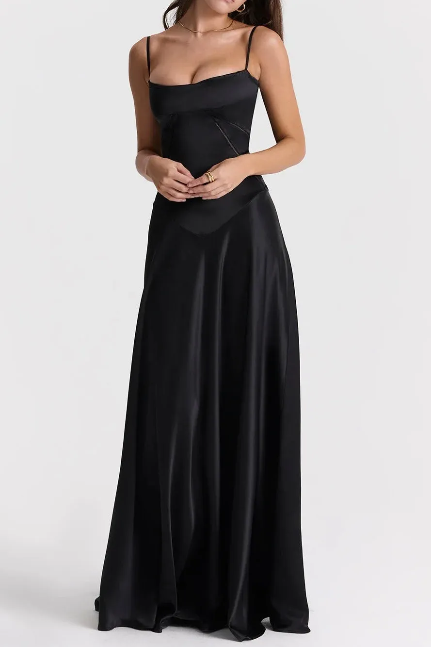 Summer Beach Backless Lace Hollow Out Evening Party Long Dresses