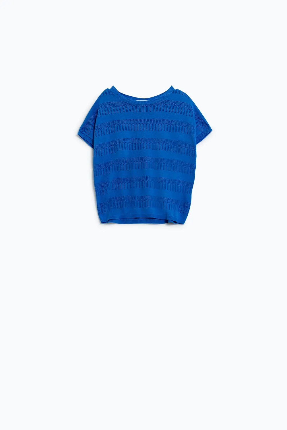 Sweatshirt In Blue With Lace Design and Short sleeves