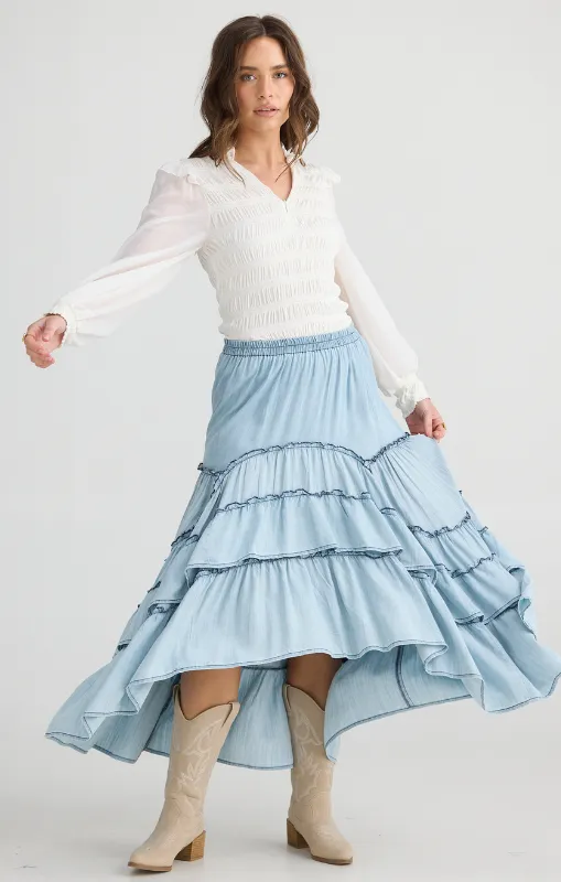 Talisman Sassy Skirt - Light Wash Denim