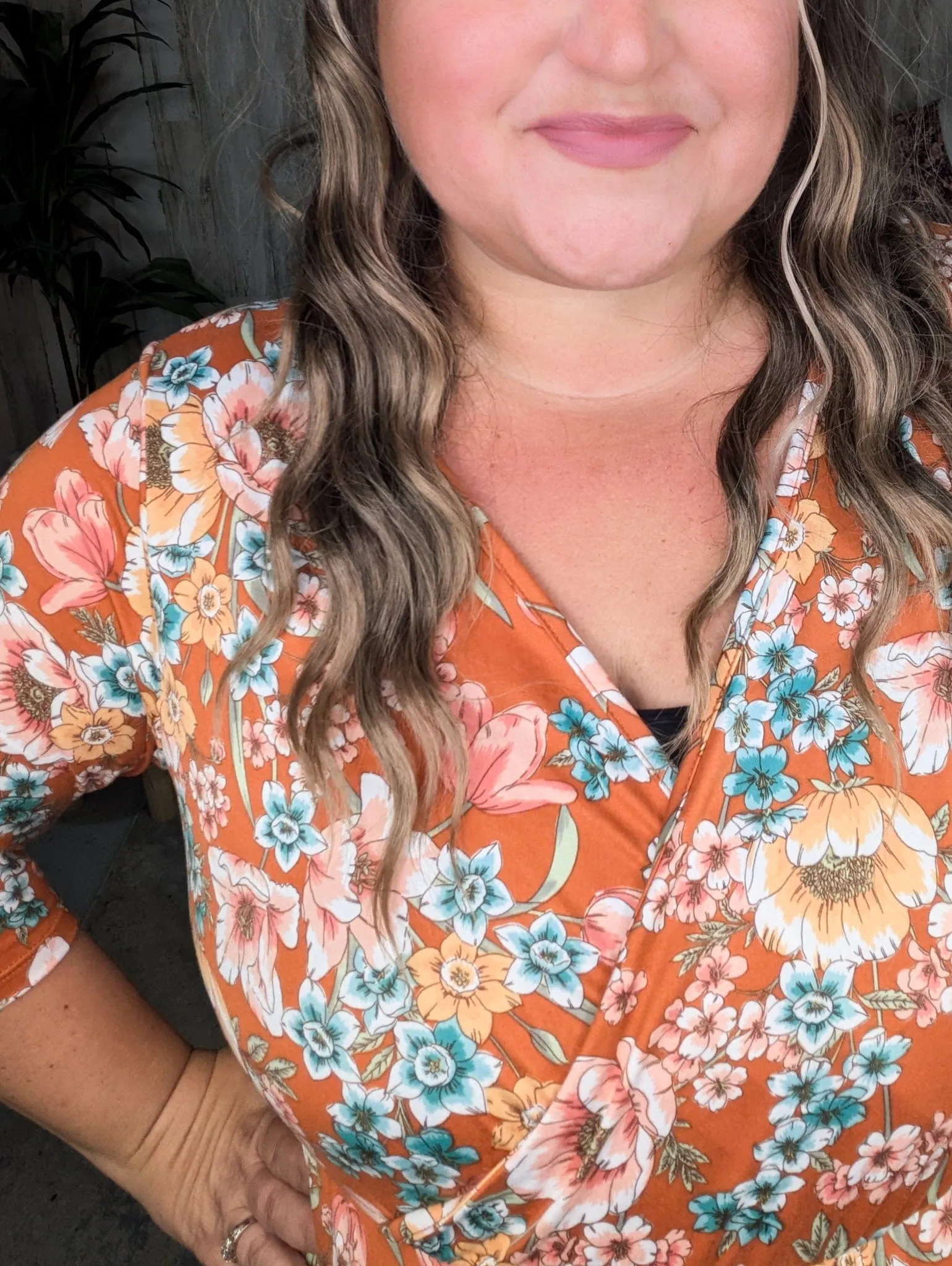 Taylor Faux-Wrap 3/4 Sleeve Dress in Florals (3 Colors)