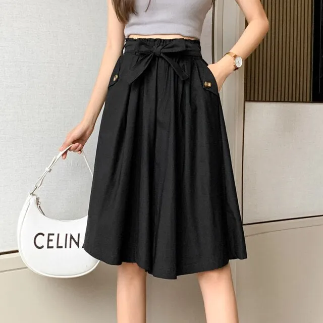 Thalassa - High Waist Drape Half Body Skirt Trousers