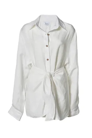 The L.A. Button Down Mini Wrap Dress White