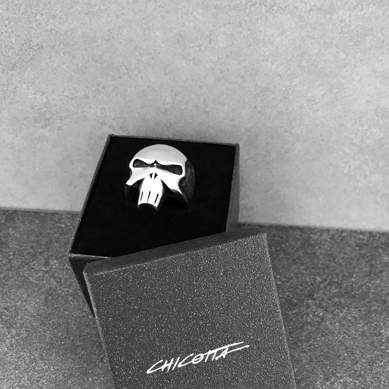 The Punisher | Rhodium Plated Sterling Silver Biker's Ring