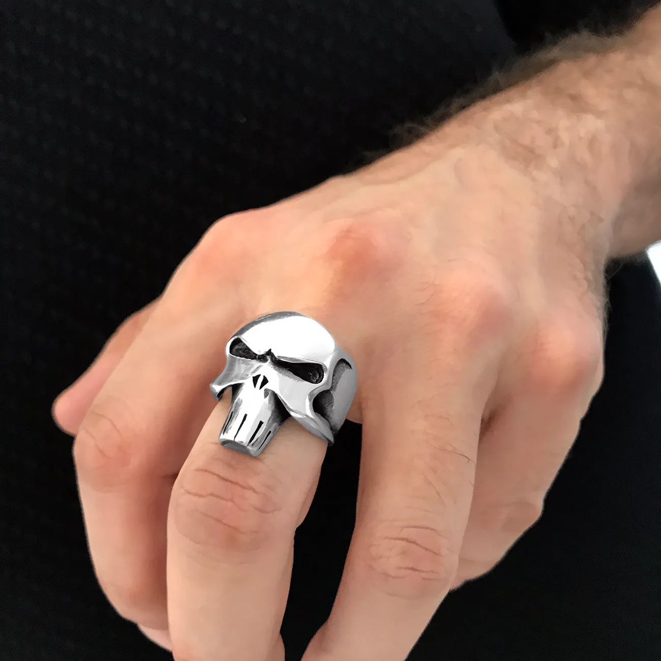 The Punisher | Rhodium Plated Sterling Silver Biker's Ring