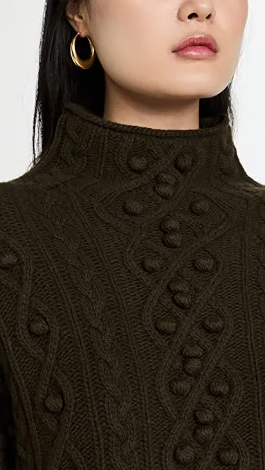 Theory Women's Mixed Cable Pullover Sweater, Military, Green, S