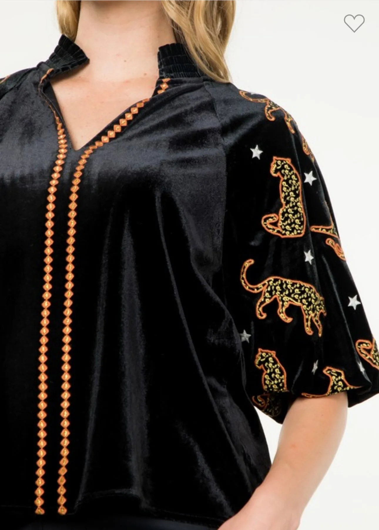 THML Black Velvet Animal Top
